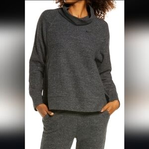 Nike 1X Plus Therma Fleece Charcoal Gray Cowl Neck Pullover Sweatshirt Gym Sport